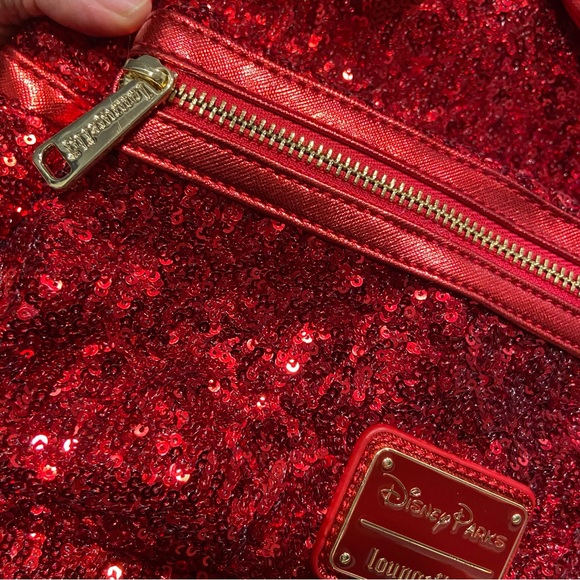Loungefly Disney Parks NEW Minnie Mouse Pirate RED Sequined Mini Backpack - Picture 14 of 15
